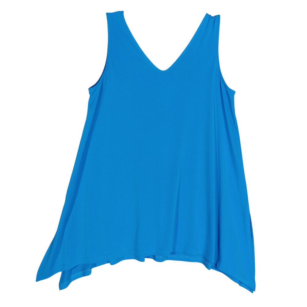 Trapeze Summer Top / Tunic Size XL Blue Sleeveless Side Slits on Both Ends